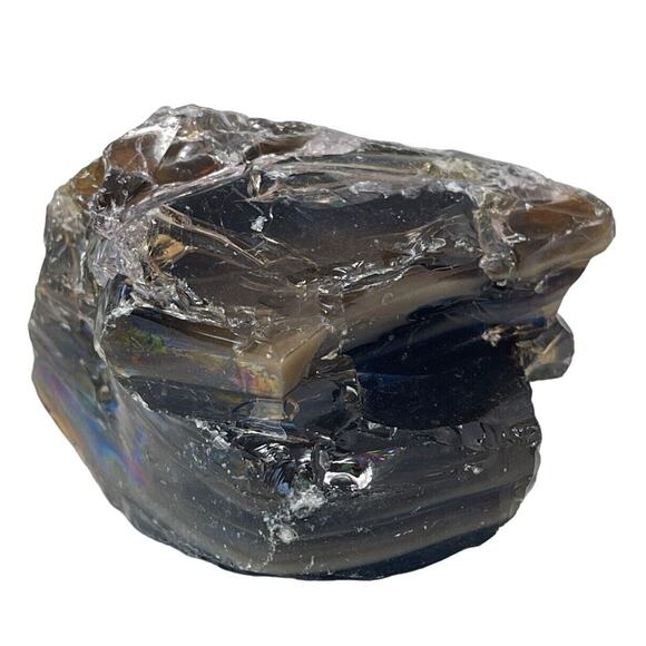 Amber Rootbeer Art Glass Cullet Layered Slag Glass #5L140 - Picture 4 of 7